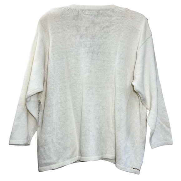 NWT Victoria Jones beautiful beaded eggshell white cardigan sweater size 3X - Picture 4 of 10